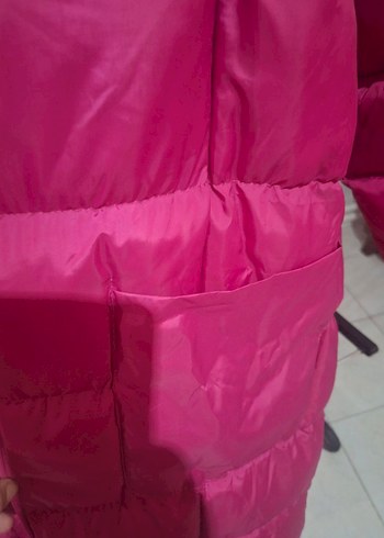 fuşya peme Uzun Kadın Kışlık Mont - Görsel 3