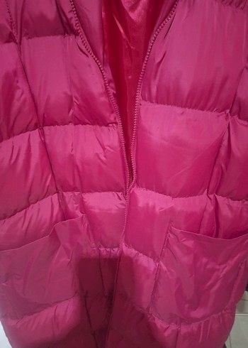 fuşya peme Uzun Kadın Kışlık Mont - Görsel 4