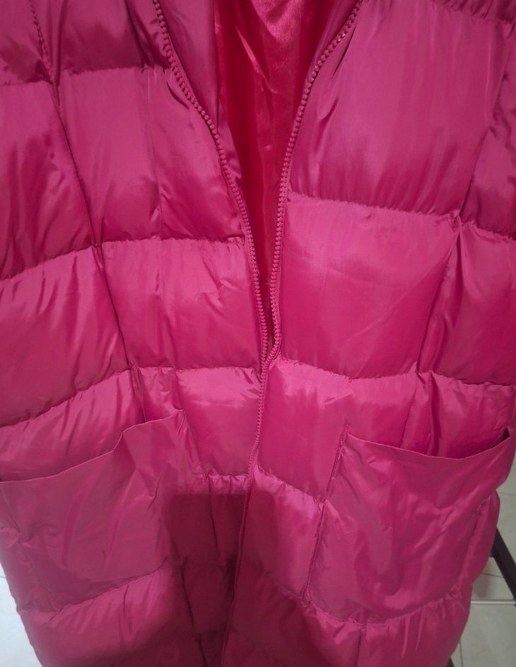 fuşya peme Uzun Kadın Kışlık Mont - Görsel 4