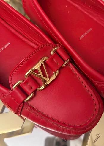 Klasik Kırmızı Deri Tokalı Kadın Babet - Görsel 4