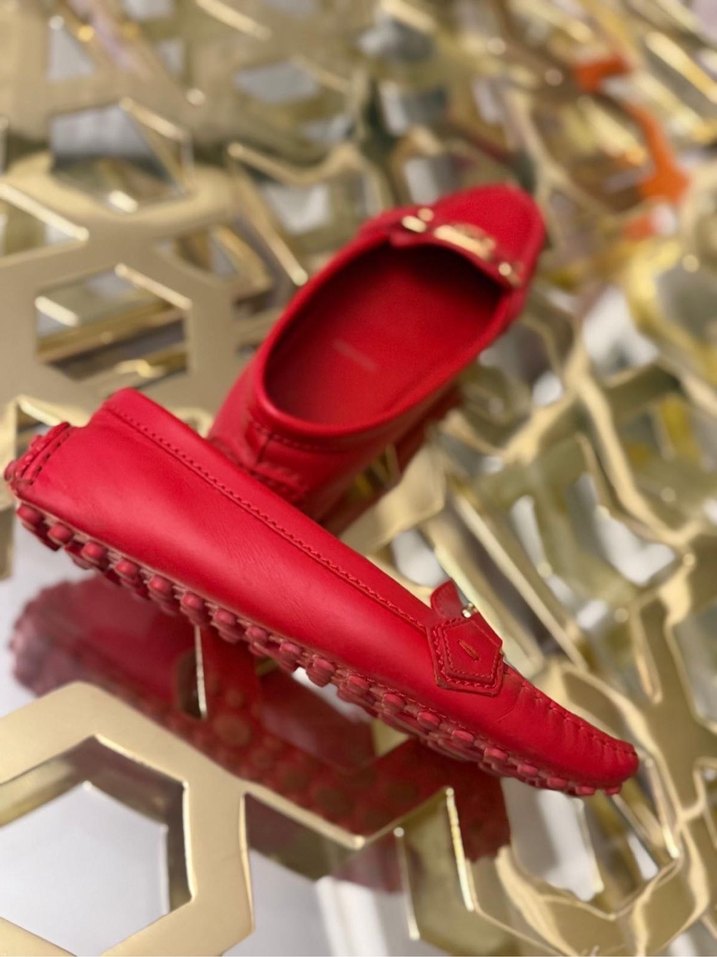 Klasik Kırmızı Deri Tokalı Kadın Babet - Görsel 5