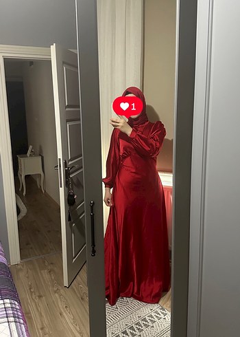 Abiye Uzun Kollu Kırmızı Kadın Abiye Elbise