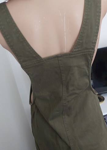 Kadın Haki Askılı Midi Salopet - Görsel 4