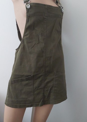 Kadın Haki Askılı Midi Salopet - Görsel 2