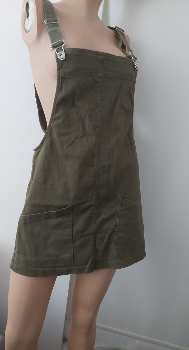 Kadın Haki Askılı Midi Salopet - Görsel 2