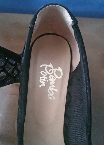 37 Beden siyah Renk Siyah Dantel Detaylı Yılan Desenli Stiletto