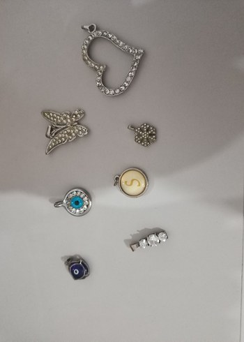 Gri Çok Renkli İşlemeli Payetli Kadın Kolye Uçları - Görsel 2