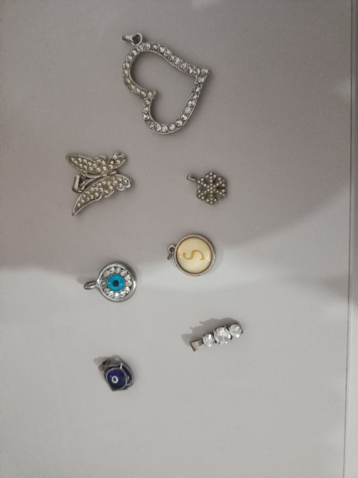 Gri Çok Renkli İşlemeli Payetli Kadın Kolye Uçları - Görsel 2