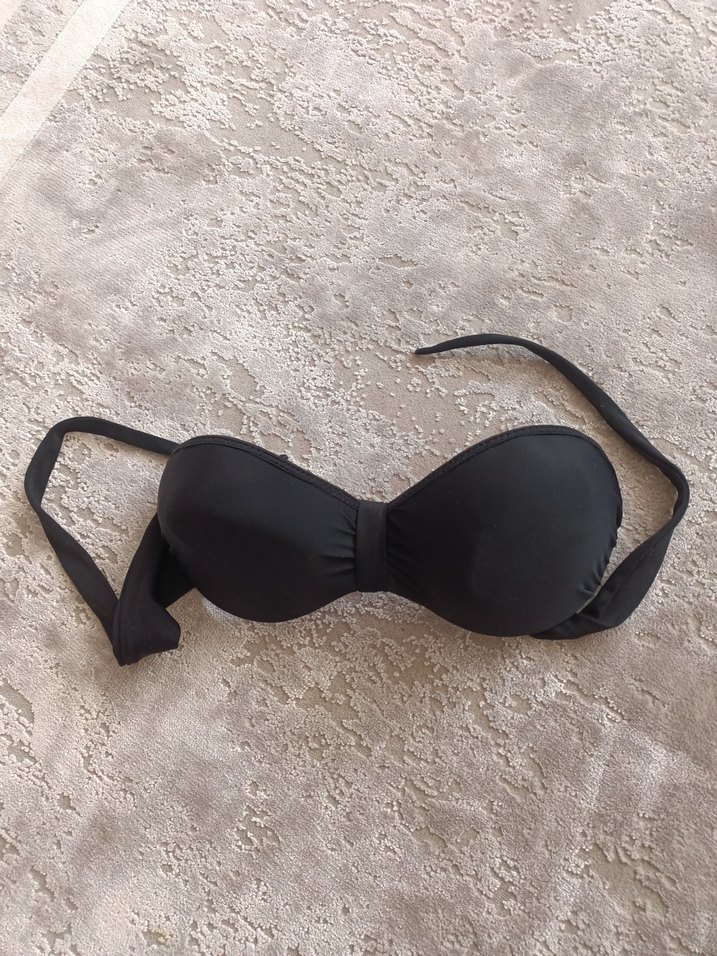 Siyah Strappy Midi Bikini Üstü - Görsel 3