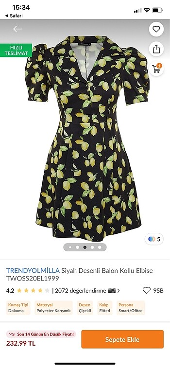 Trendyol & Milla Limonlu elbise
