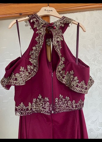 Bordo Uzun Abiye Elbise - Görsel 3