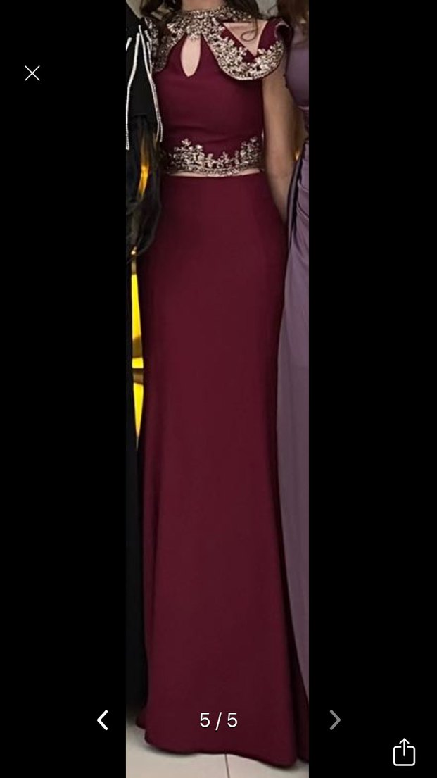 Bordo Uzun Abiye Elbise - Görsel 5
