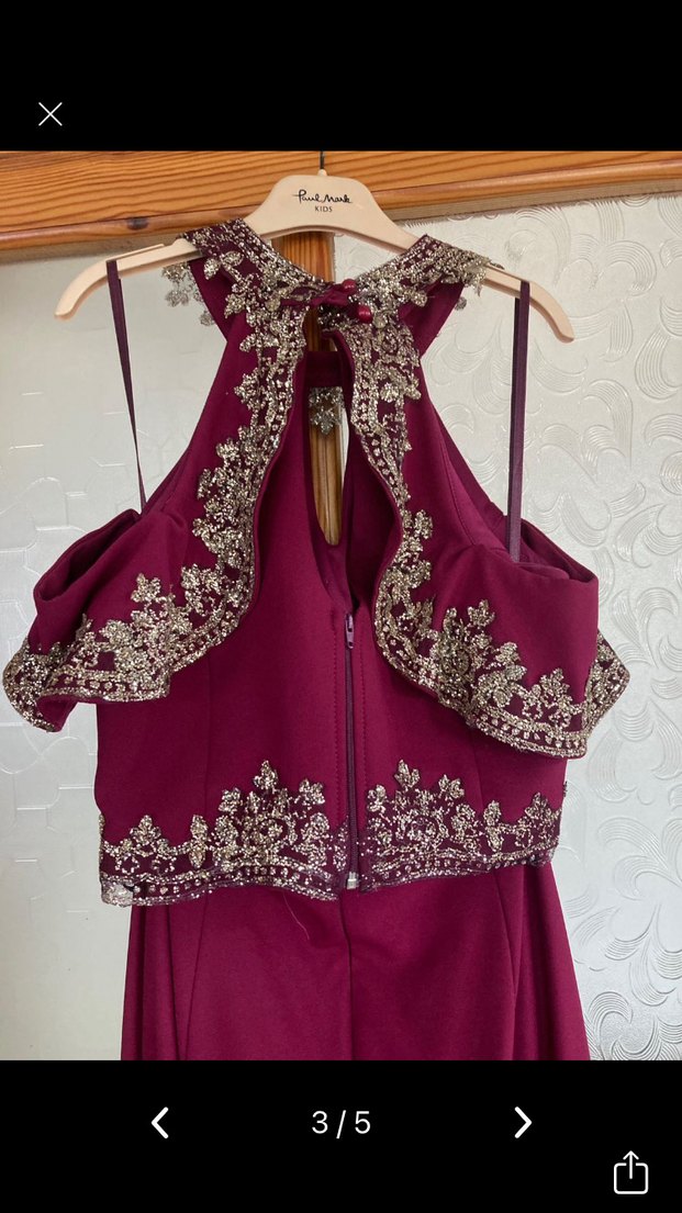 Bordo Uzun Abiye Elbise - Görsel 3