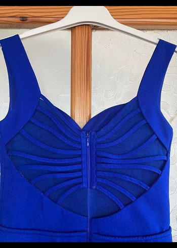 Lacivert  Uzun Abiye Elbise - Görsel 3