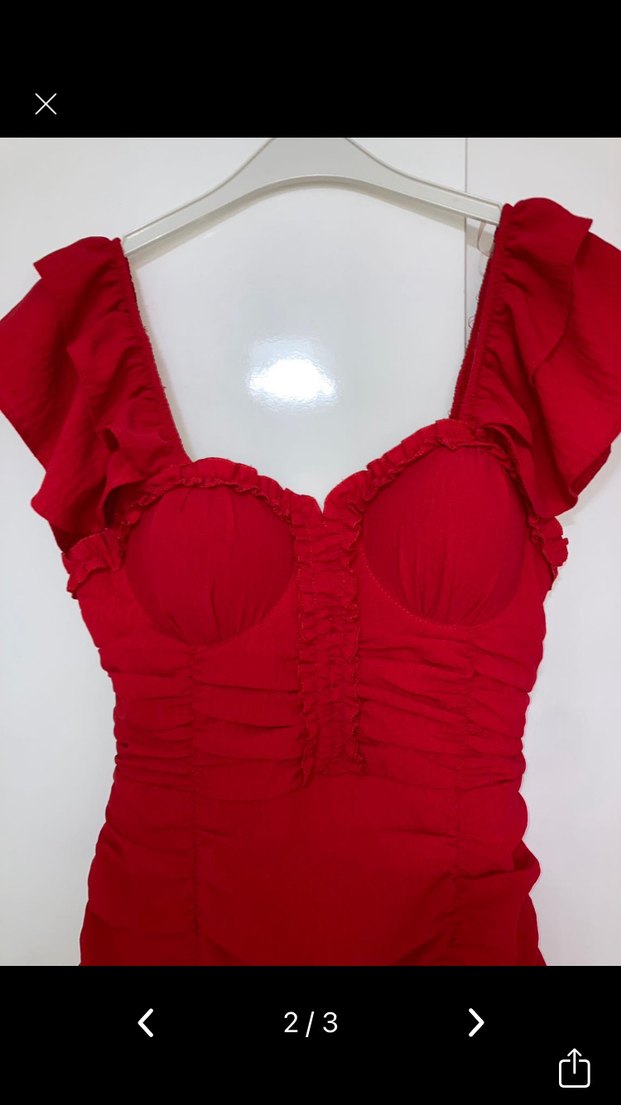 Kırmızı  Mini  Elbise - Görsel 2