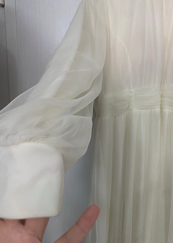 Beyaz tesettür elbise - Görsel 5