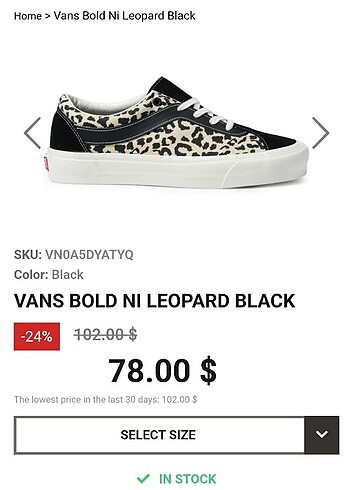 Vans Vans Bold ni Leopard Kadın Ayakkabı