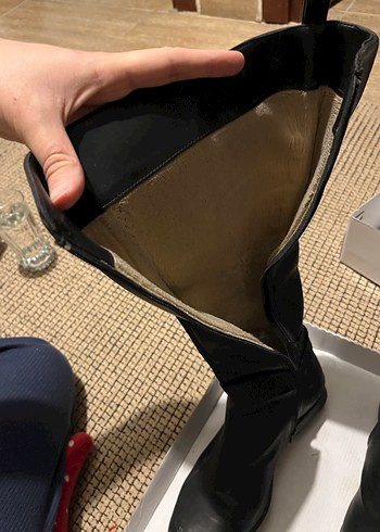 Kadın Siyah Deri Tokalı Dizüstü Çizme - Görsel 2