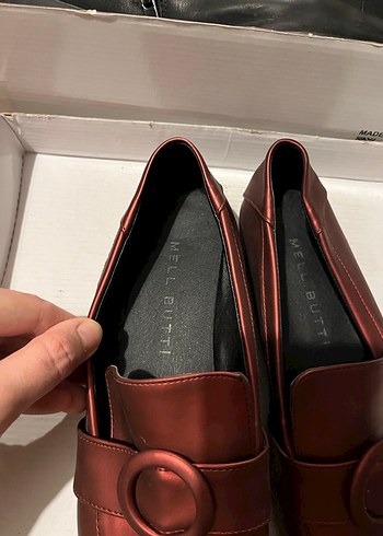 Kırmızı Deri Tokalı Blok Topuklu Kadın Babet - Görsel 2