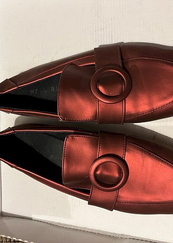 Kırmızı Deri Tokalı Blok Topuklu Kadın Babet - Görsel 7