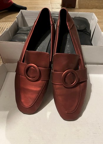 Kırmızı Deri Tokalı Blok Topuklu Kadın Babet - Görsel 6