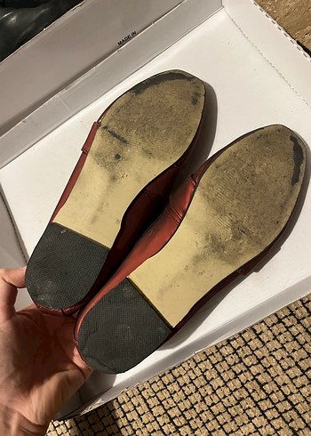 Kırmızı Deri Tokalı Blok Topuklu Kadın Babet - Görsel 3