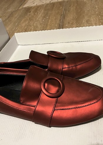 Kırmızı Deri Tokalı Blok Topuklu Kadın Babet - Görsel 5