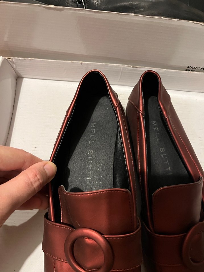 Kırmızı Deri Tokalı Blok Topuklu Kadın Babet - Görsel 2