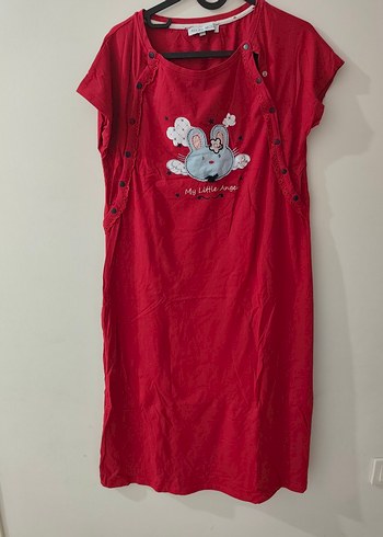 Kırmızı Düğmeli Hamile gecelik - Görsel 3