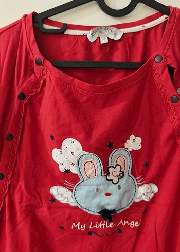 Kırmızı Düğmeli Hamile gecelik - Görsel 2