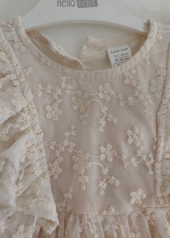 Kız Çocuk Bej Dantel Nakışlı Elbise - Görsel 4