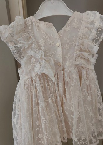 Kız Çocuk Bej Dantel Nakışlı Elbise - Görsel 2