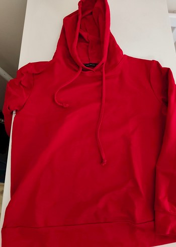 Kırmızı Kapüşonlu Basic Sweatshirt - Görsel 2