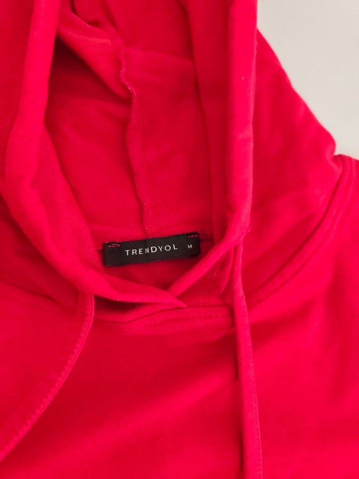 Kırmızı Kapüşonlu Basic Sweatshirt - Görsel 3