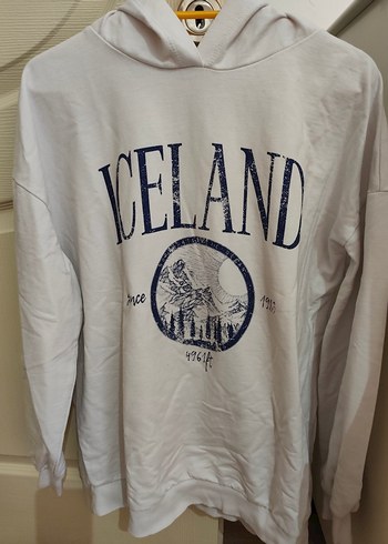 Kapüşonlu Beyaz Baskılı Kadın Sweatshirt - Görsel 3