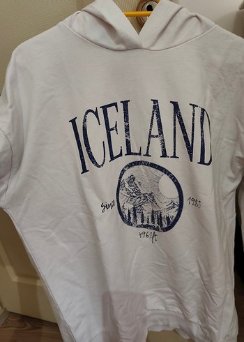 Kapüşonlu Beyaz Baskılı Kadın Sweatshirt - Görsel 2