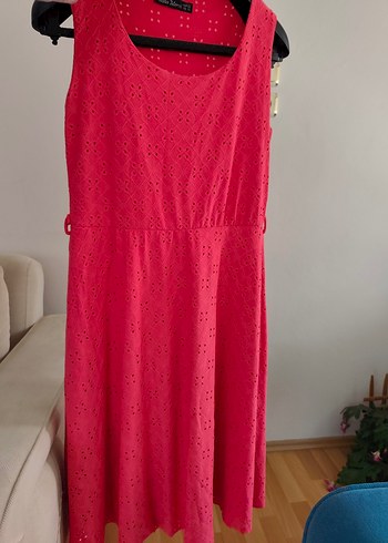 fisto Detaylı Pembe Midi Bohem Elbise - Görsel 2