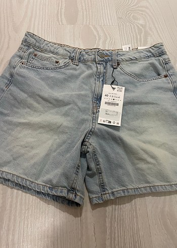 l Beden Kadın Gri Kısa Denim Bermuda Şort