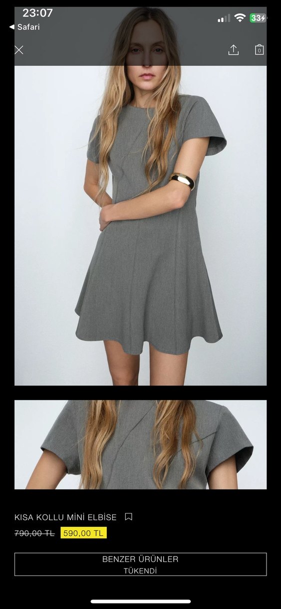 Gri Midi Pilili Kadın Elbise - Görsel 2