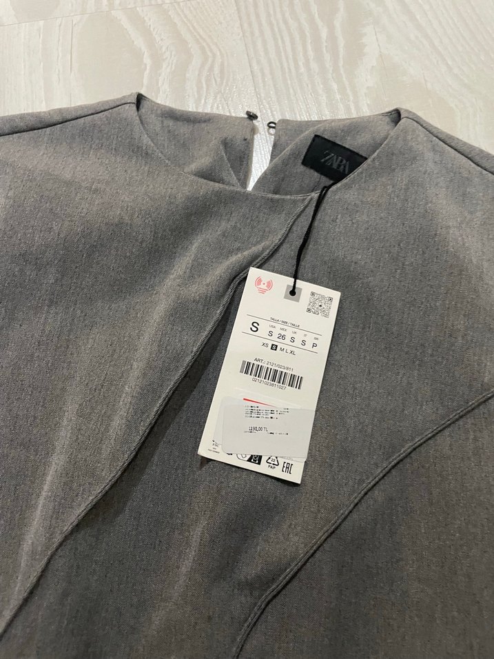 Gri Midi Pilili Kadın Elbise - Görsel 4