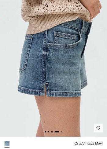 Mango Orta Vintage Mavi Kadın Mini Denim Şort