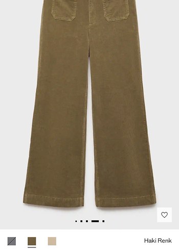 Kadın Haki Renk Süet Kemerli Bol Paça Pantolon