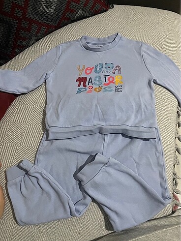 3 Yaş Beden mavi Renk Kız çocuk pijama takımı