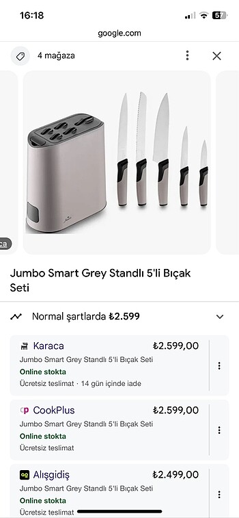 Jumbo 5li bıçak seti