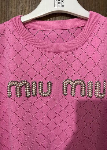 Miu Miu Pembe Mini Örgü Kadın Tişört