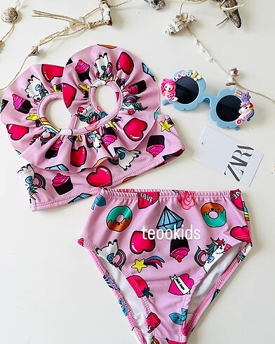Zara kız çocuk bikinisi unicor