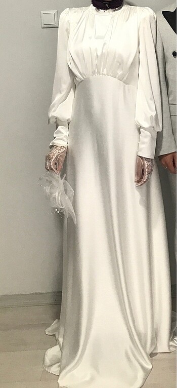Nikah elbisesi şapkası şalı