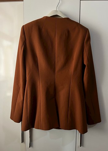 Adl Düğmeli Kahverengi Deri Kadın Blazer - Görsel 4