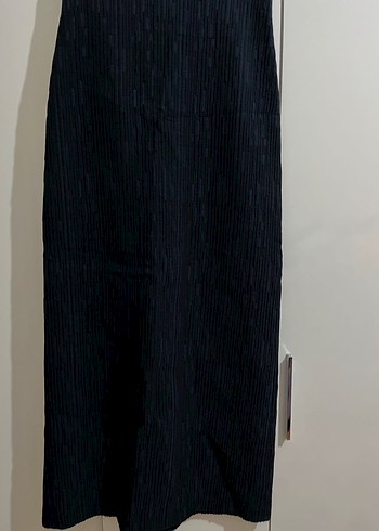 Seçil Lacivert Kadın Uzun Pilili Keten Etek - Görsel 2