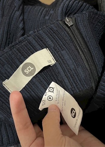 Seçil Lacivert Kadın Uzun Pilili Keten Etek - Görsel 5